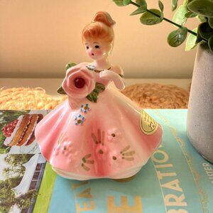 Vintage Josef Originals January Birth Month Figurine - Garnet Birthstone Calenda